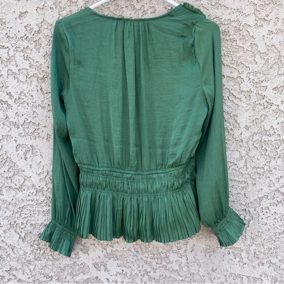 PHILOSOPHY Ruched Emerald Green V Neck Blouse - Picture 4 of 10